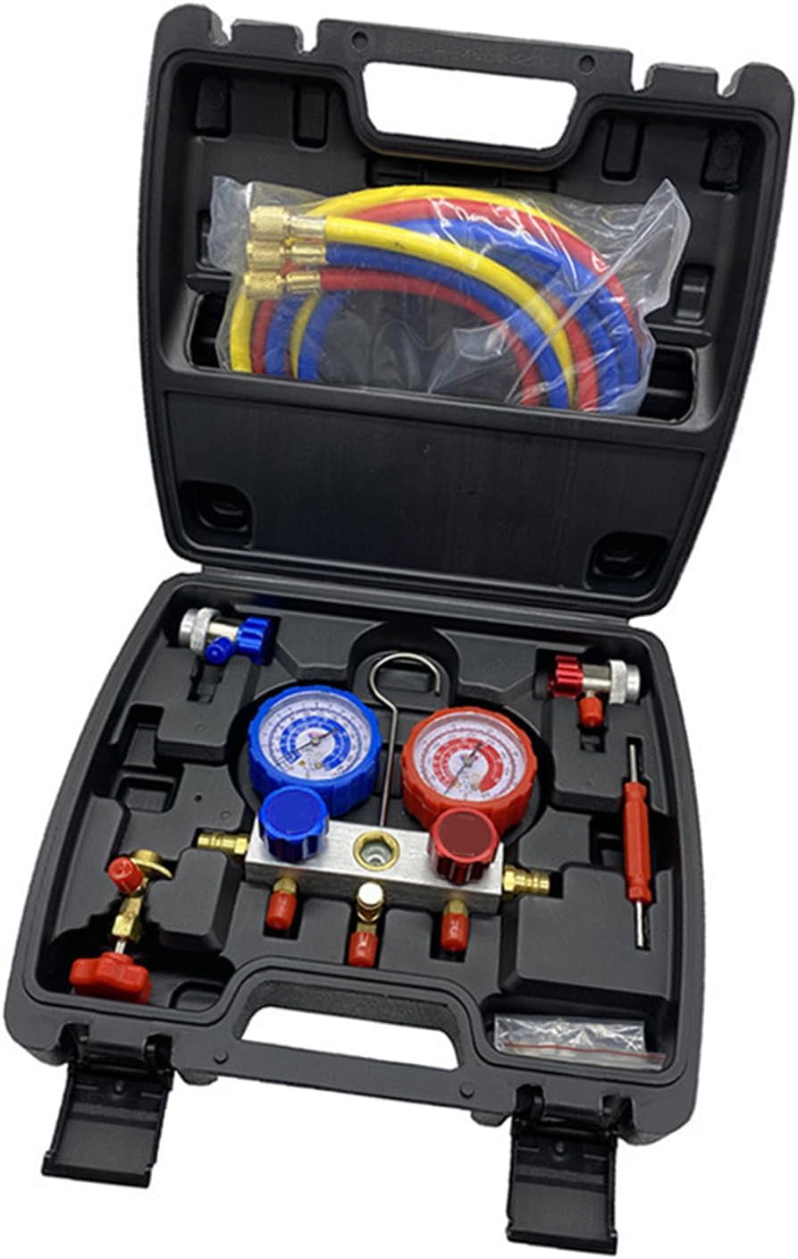HUIOP Ac Diagnostic Manifold Gauge Set,AC Diagnostic Manifold Gauge Set for Refrigerant R134a R22 R410a Air Conditioning Fluorination Instrument Sets Manifold Pressure Gauge-Precise Dual Oil Gauge