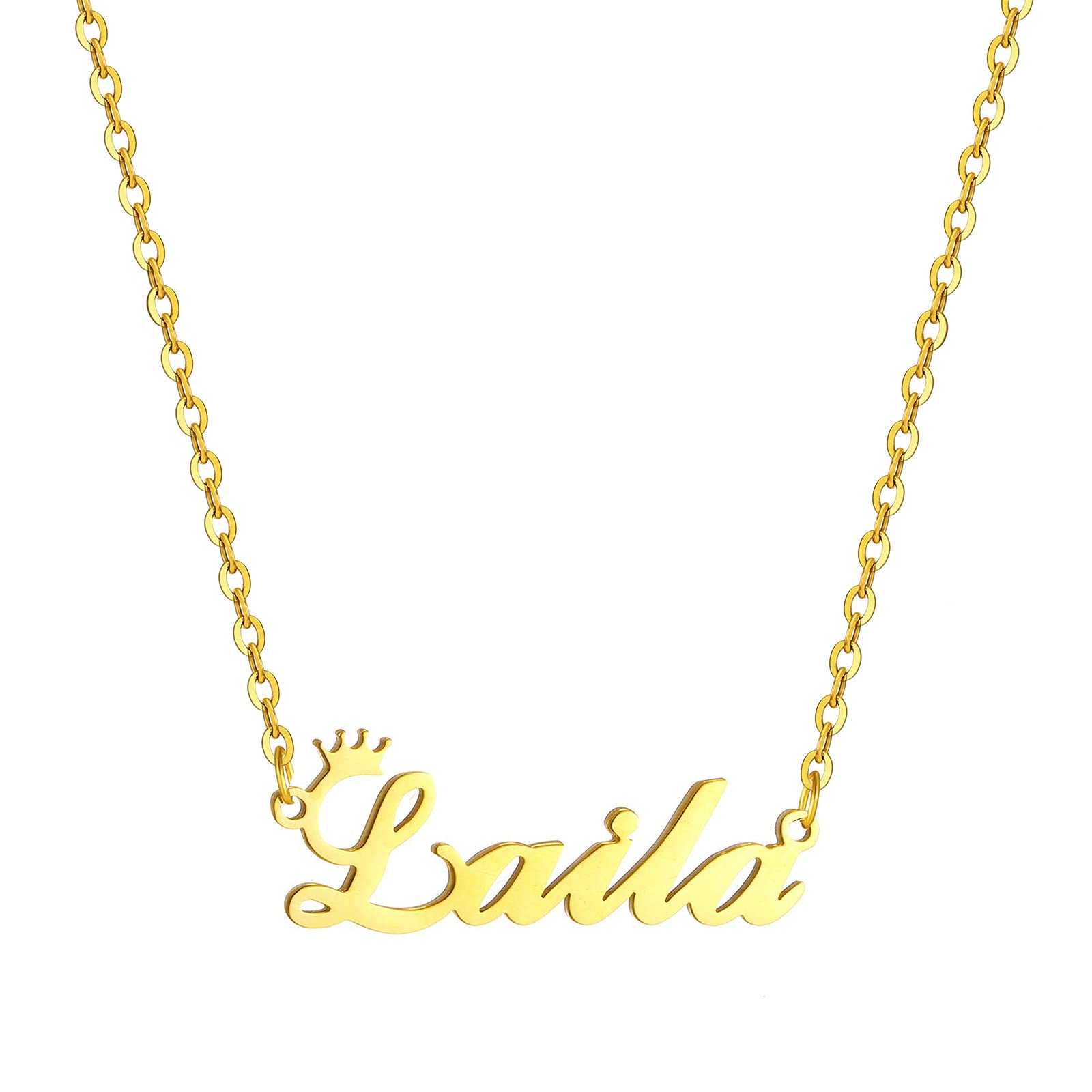 Gold Custom Women Name Necklace Personalized, Customized Chains Name Pendants Necklaces Personalized Name Necklace with Crown for Women Girl Gift