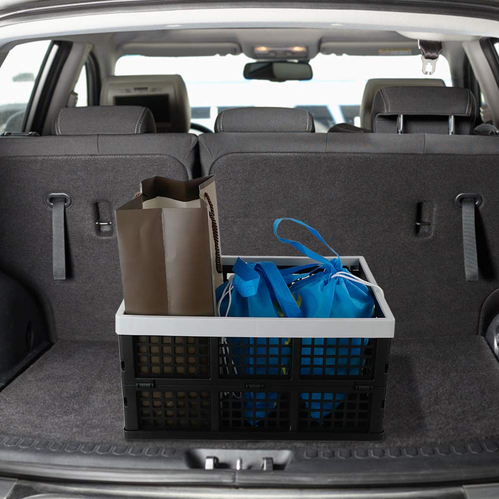 Cesta De Almacenamiento Plegable De Plástico Negro 28 L 3 Un