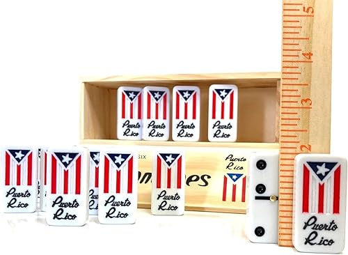 Miniatura 4 de Juego de dominó de Puerto Rico para regalar a los seis dominó puertorriqueños, estilo boricua, viene con bandera de relaciones públicas