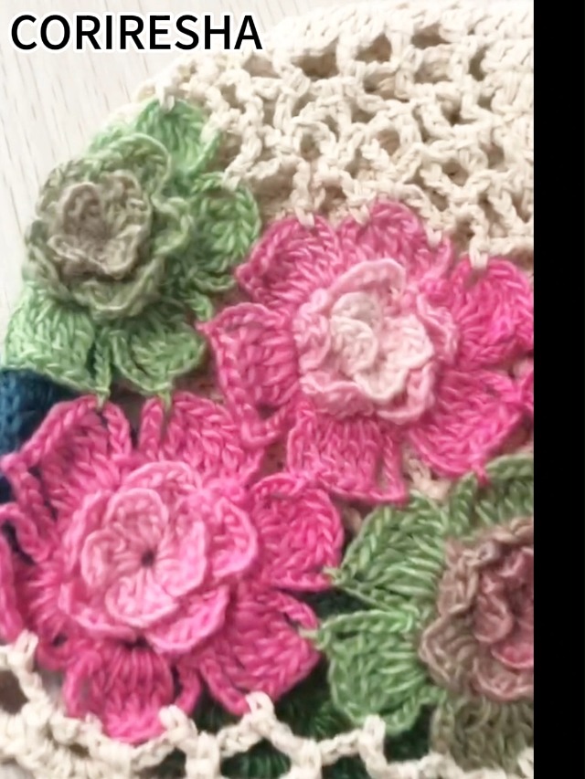 4647 Women Crochet Beanie Hat Handmade Girls Cotton Knit Cutout Floral ALLHANDMADE Handmade Knit Cutout Floral Beanie Hat for Women  main image 4