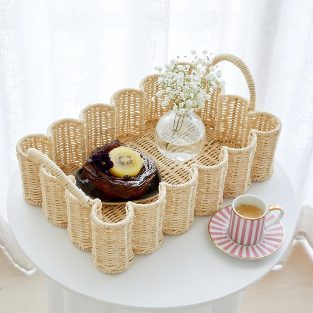 手編みの雑貨バスケット天然ラタンバスルームリビングルーム化粧品コーヒーテーブル収納バスケット