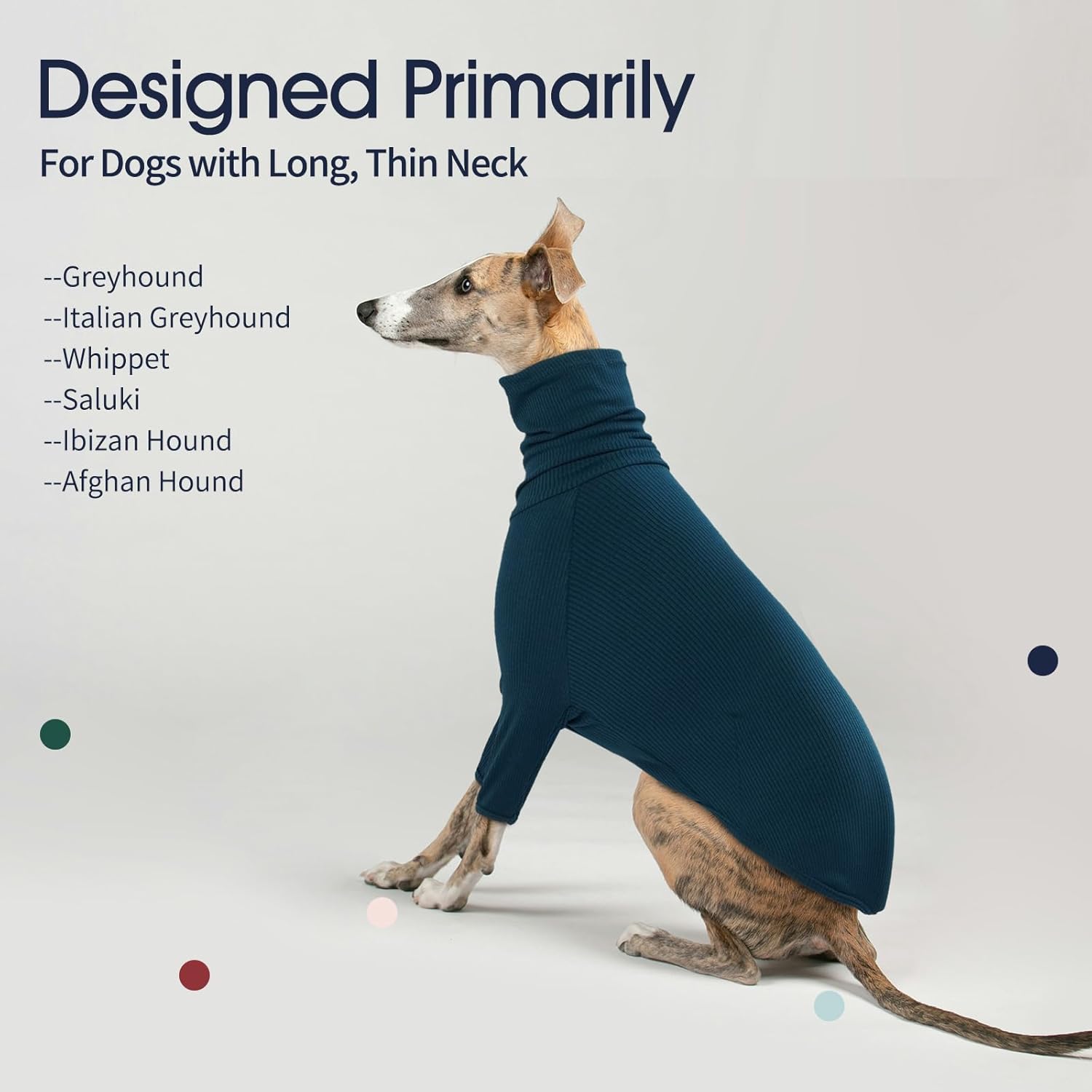 IECOii Dog Sweaters for Dogs Male Female, Classic Pullover Greyhound Jumpsuit, Whippet Fleece Vest Turtleneck Greyhound Sweaters Shirt for Cold Weather, Cozy Whippet Apparel for Indoor Outdoor, XXL