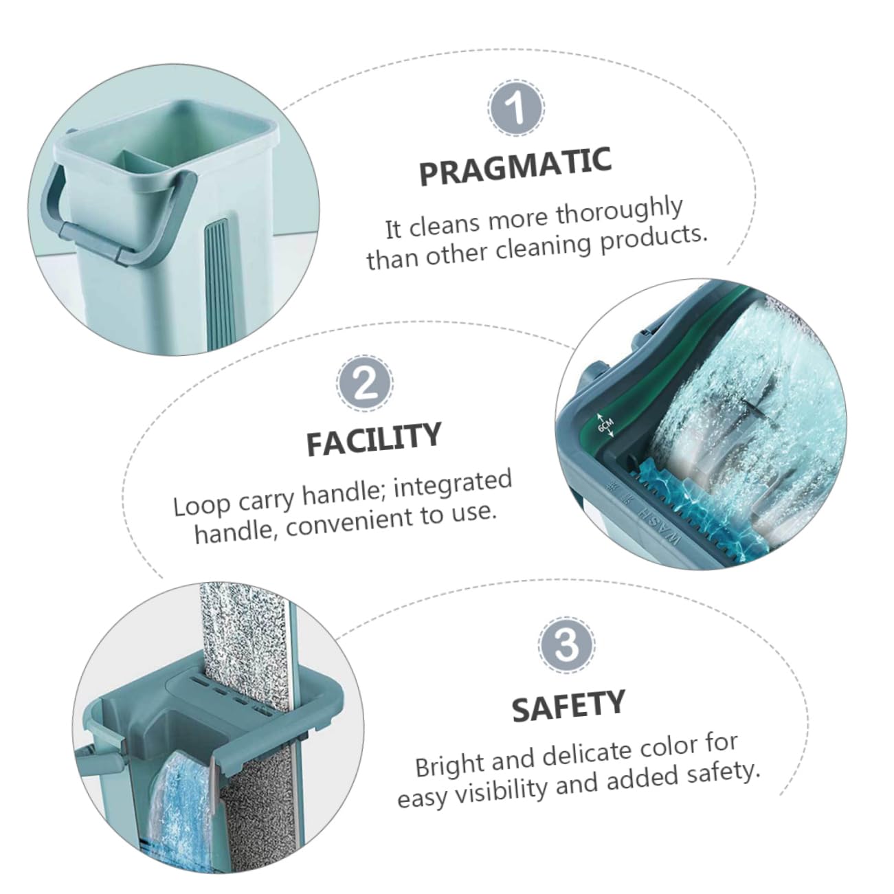 Cabilock Fregona Manos Libres para Limpiar Hogar Cubo para Trapeador De Microfibra Accesorios De Limpieza Trapeador y Cubo De Limpieza para Uso Diario Cocina y Baño
