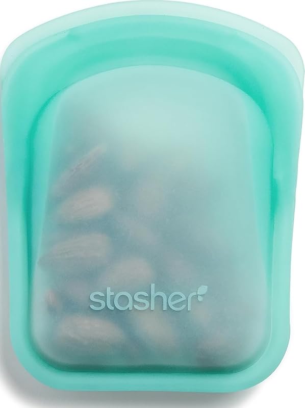 Bolsa de almacenamiento de alimentos de silicona reutilizable Stasher Premium, bolsillo, aguamarina, 4 oz | Silicona apta para alimentos, sin BPA, sin fugas, ecológica, congelador, microondas, lavavajillas, horno, almacenamiento de viaje, apta para alimentos