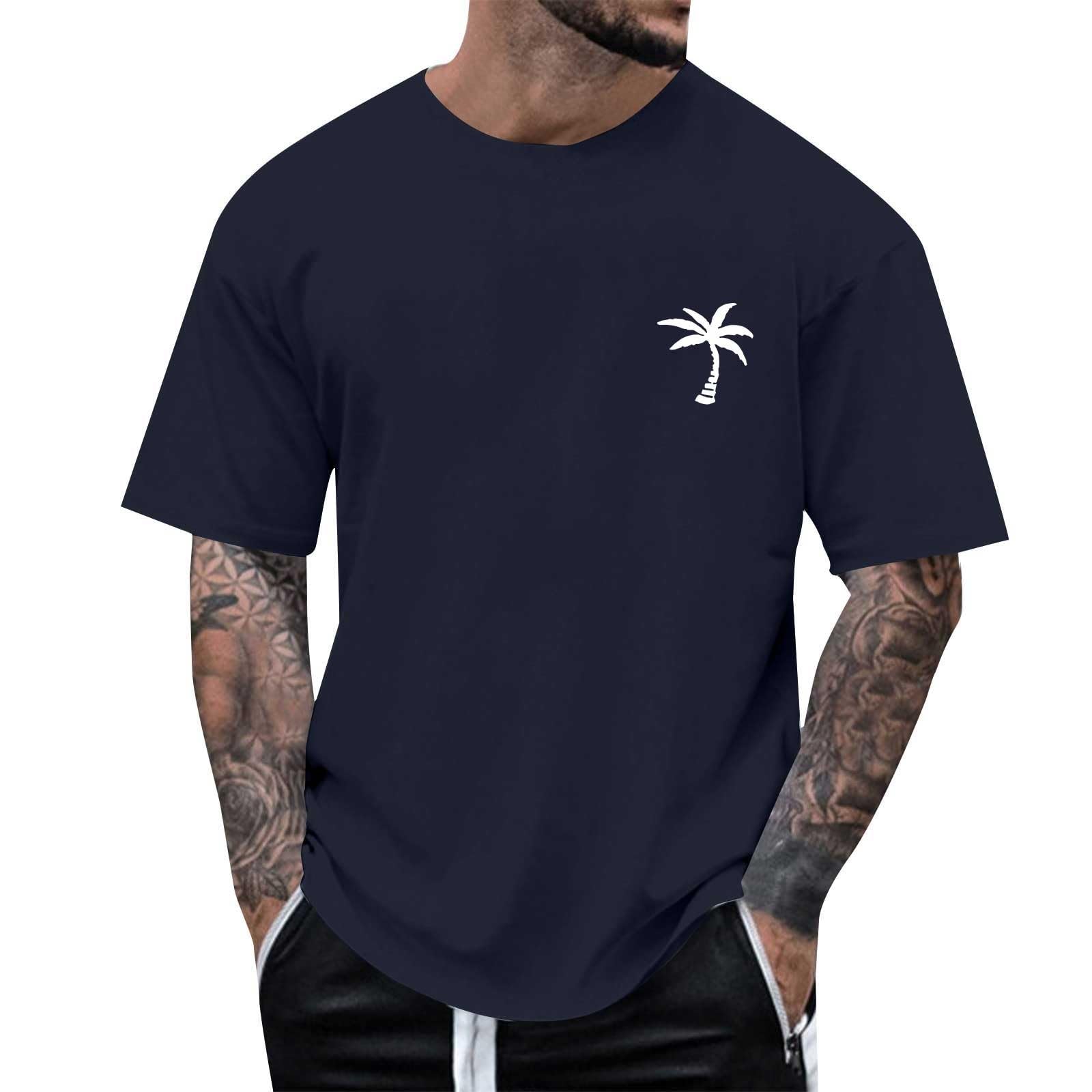 T Shirts for Men Cotton Loose Fit Graphic Crewneck Summer Tshirts Big and Tall Oversized Casual Plain Classic