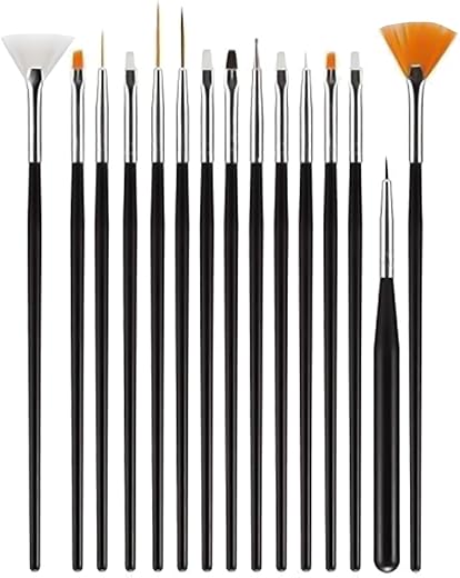 TEMPERIA (15pcs) Nail Art Brush Set with Nail Dotting Tool for Women & Girls – Salon Like Nail Design & Painting Set