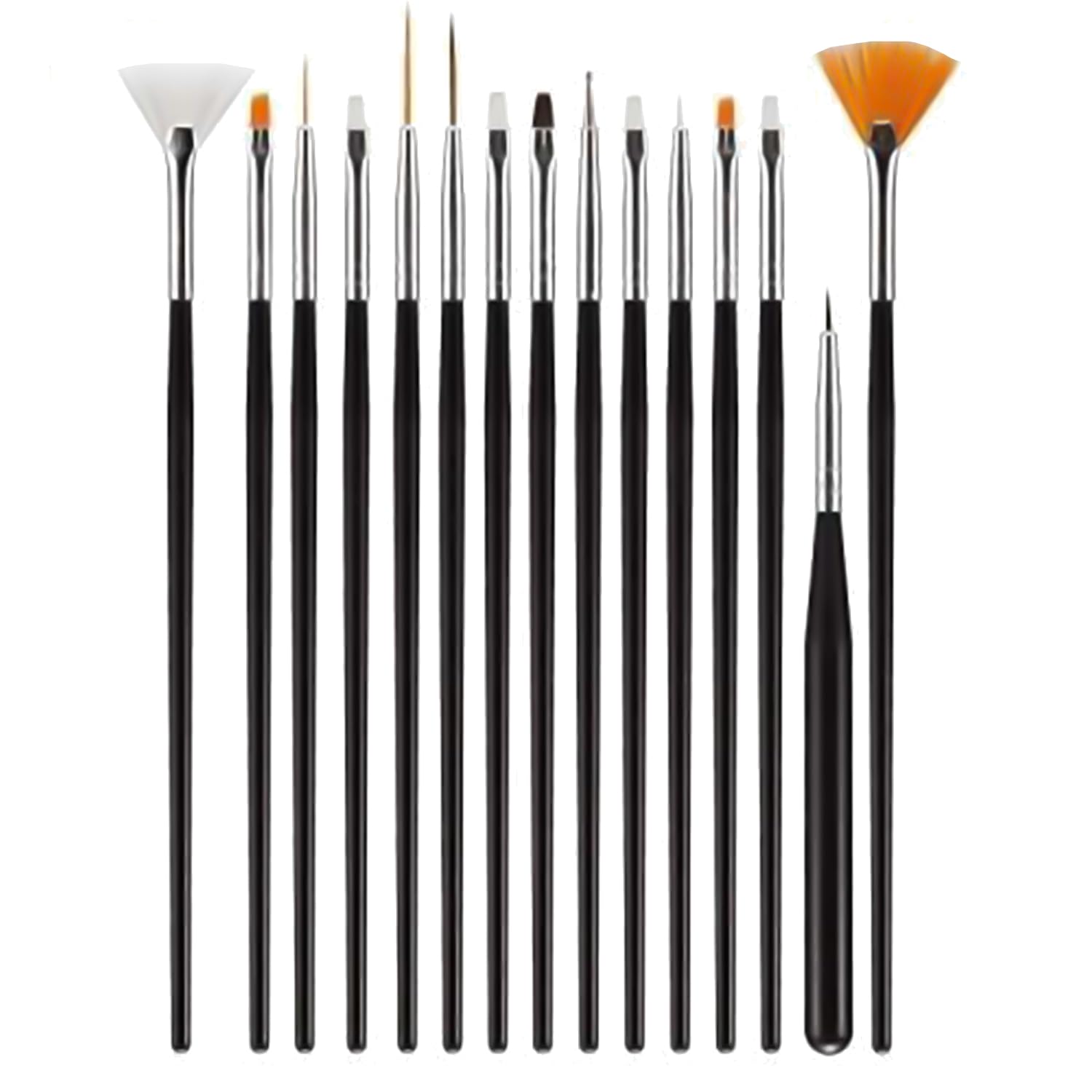 TEMPERIA (15pcs) Nail Art Brush Set with Nail Dotting Tool for Women & Girls - Salon Like Nail Design & Painting Set