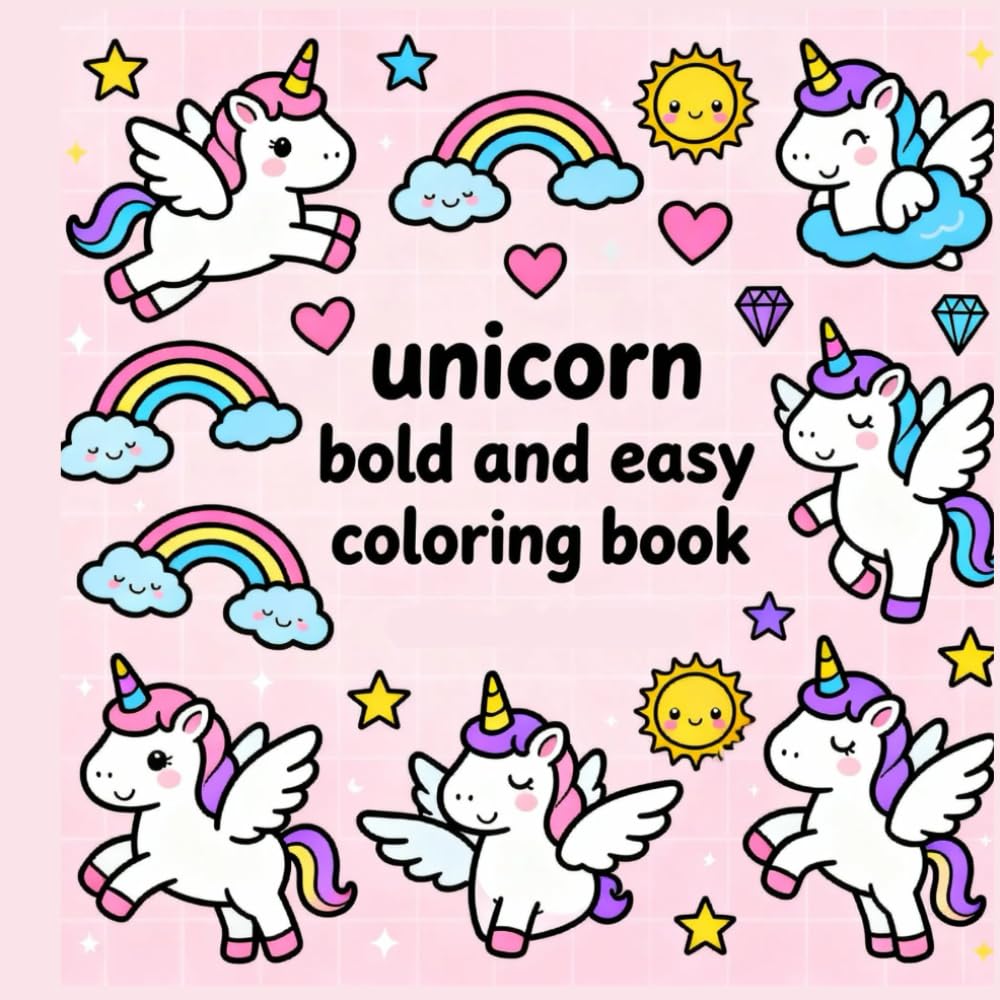Unicorn Bold and Easy Coloring Book: Simple and Fun Unicorn Coloring Pages for Kids, Beginners, and Relaxation