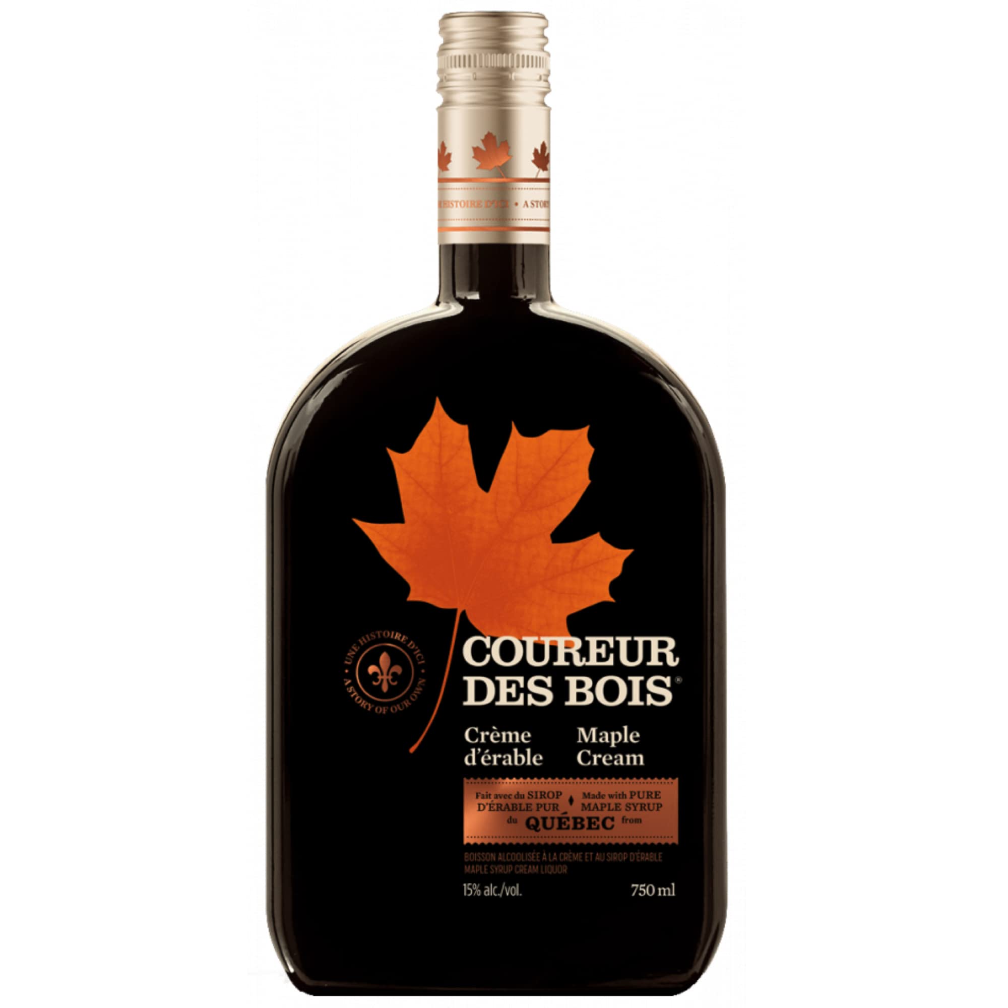 Crème d'érable Coureur des Bois au sirop d'érable et à base de rhum - Les Trésors d'érable