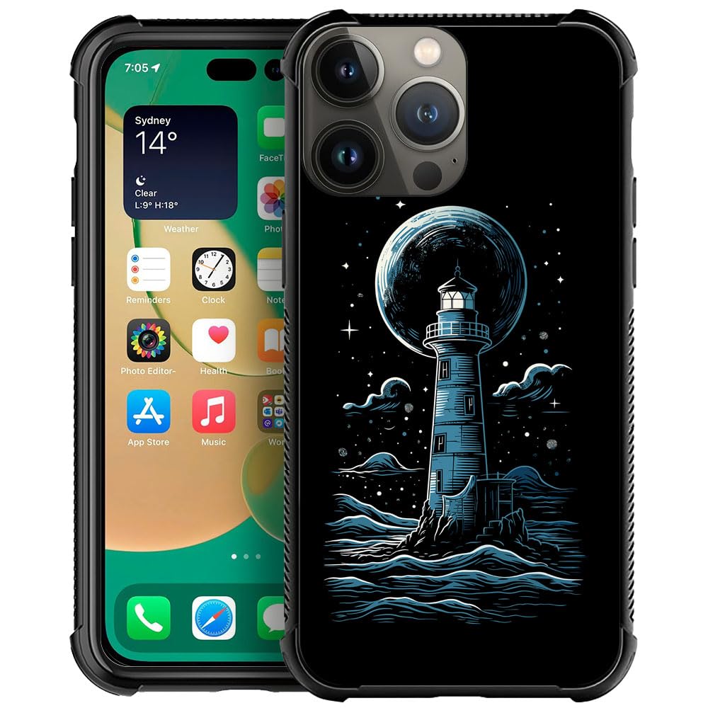 CARLOCA Compatible with iPhone 13 Mini Case,Cosmic Space Lighthouse Graphic Design Shockproof Anti-Scratch Drop Protection Case for iPhone 13 Mini