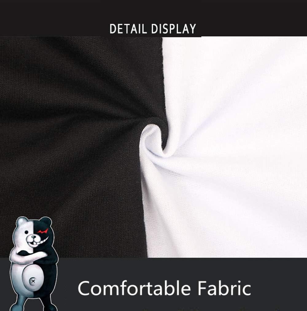 COSLOVER Danganronpa Monokuma Black White Bear Hoodies Zipper Unisex Jacket Cosplay Costume Sweatshirts with a Slash M