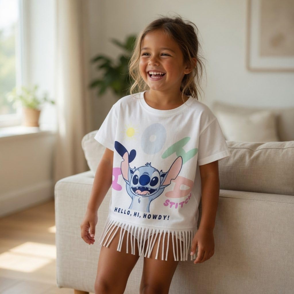 Camiseta Disney de Manga Corta para Niños y Niñas - Camiseta Infantil Disney Transpirable, Suave y Cómoda, 100% Algodón, Ropa para Verano, Uso Diario y Excursiones