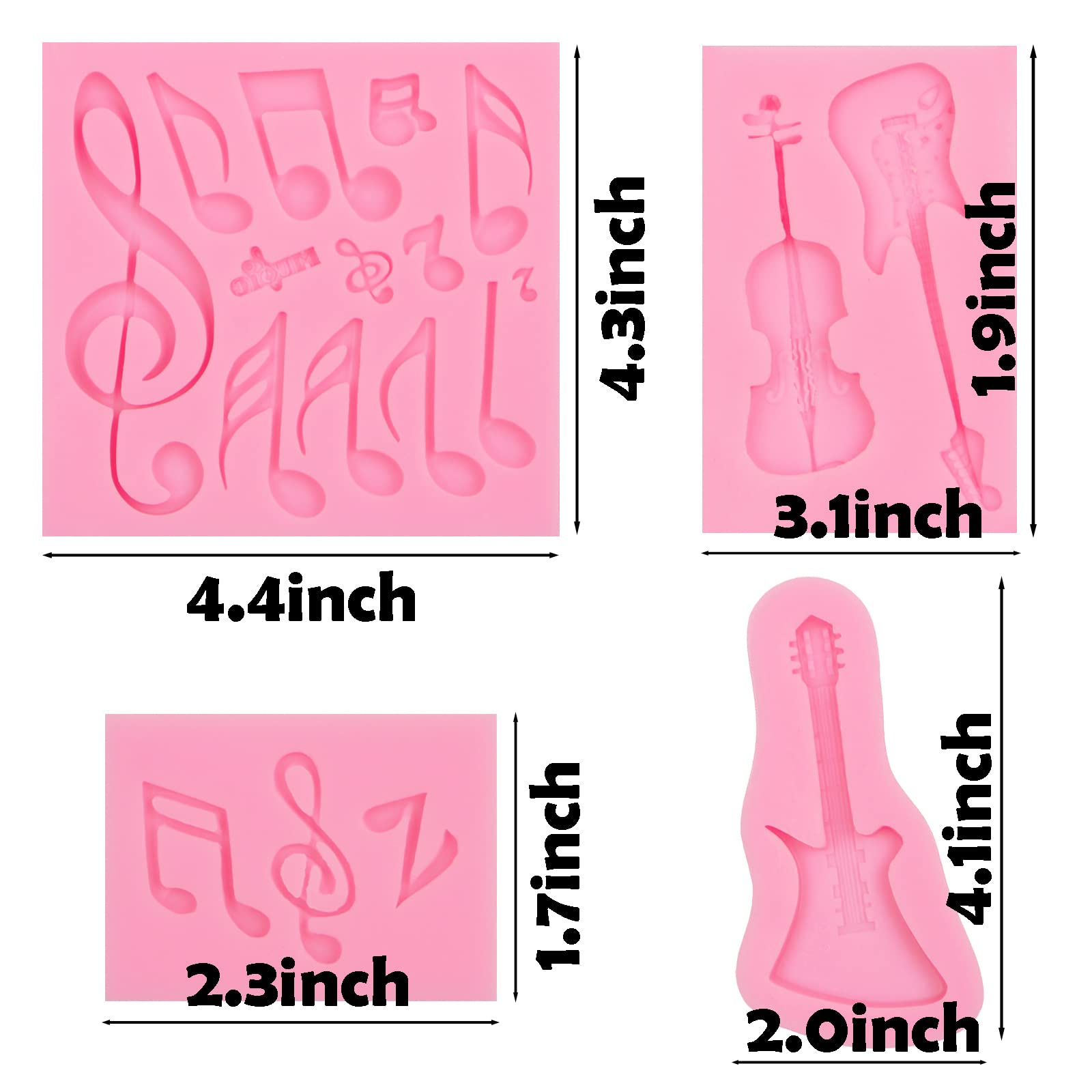 Music Note Silicone Fondant Mold, Guitar Chocolate Baking Molds for Birthday Baby Shower Cake Decoration Cupcake Topper Candy Sugar Craft Gum Paste Clay Resin