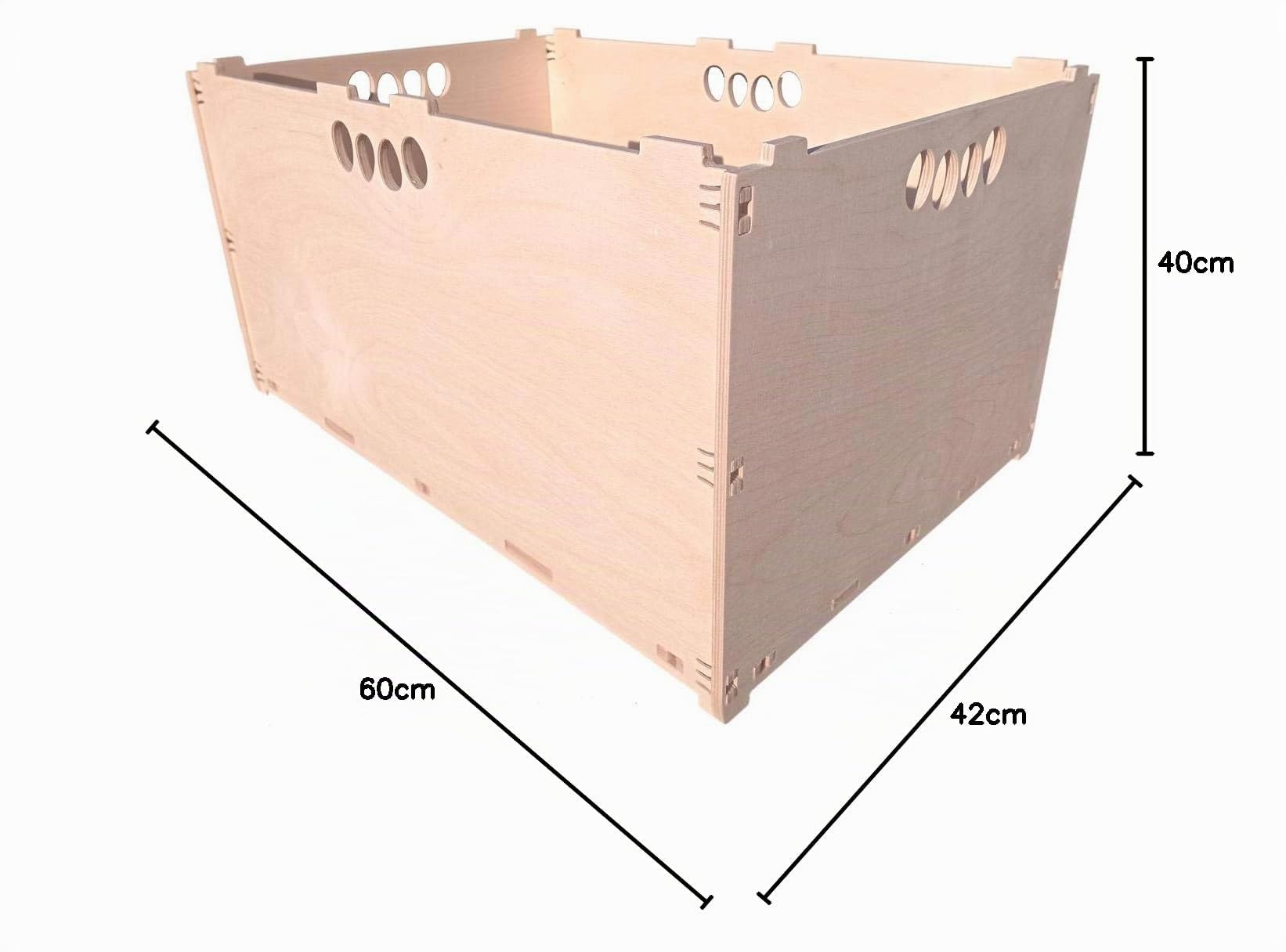 MK Design Hochbelastbar Werkzeugbox aus Holz Holzkiste Naturbelassen 60x40x42cm 85 Liter mit Deckel stapelbar Aufbewahrungsbox