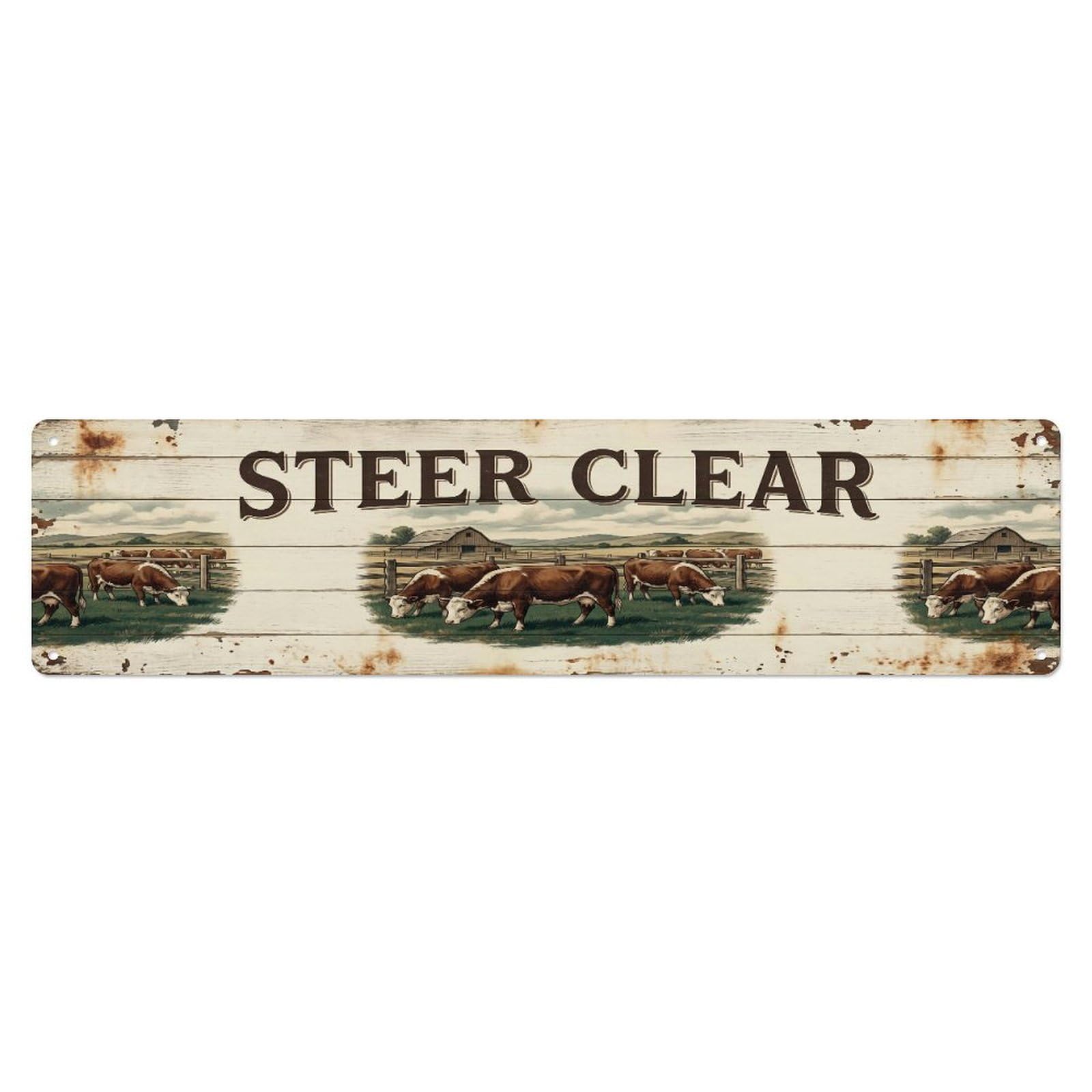 Xanthor Style Metal Tin Sign Vintage Pen Moo Steer Farmhouse Funny Steer Backyard Farm