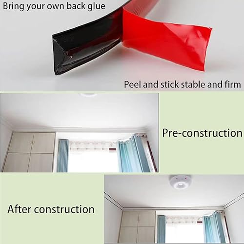 Miniatura 6 de Moldeado flexible de un cuarto redondo autoadhesivo, tira impermeable para calafatear para bordes de pared, bordes de techos, borde de gabinete,