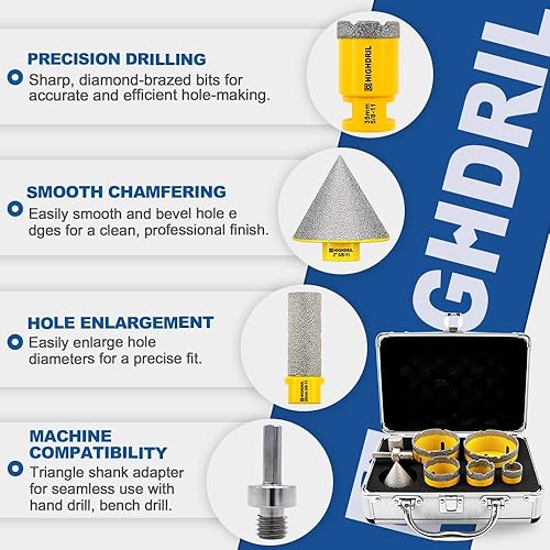 Miniatura 4 de Kit de brocas de diamante con 58-11 para azulejos de porcelana, porcelana, ladrillo de mármol, ladrillo de mármol, hormigón, sierra de agujero