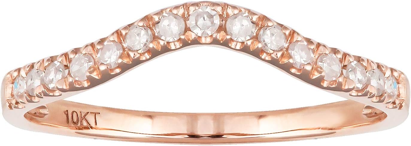 10k Rose Gold Curved Diamond Wedding Band (1/5 cttw, I-J Color, I2-I3 Clarity)