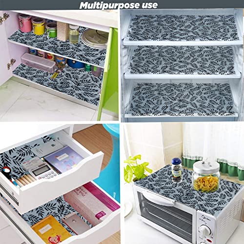 Image of Waterproof PVC Refrigerator Drawer Mats /Multipurpose Mat /Fridge Mats Set of 3 Pcs (Leaf Black, Size-17.5X11.5 Inch)