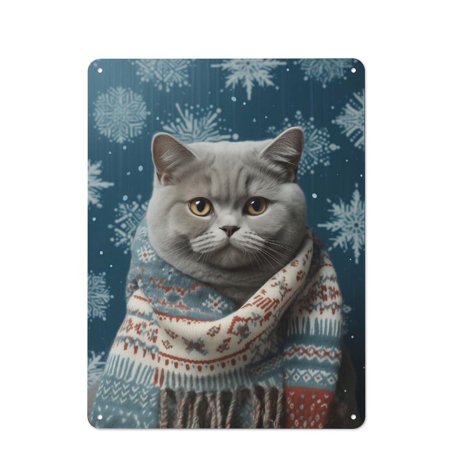 Junmoney Blue British Shorthair Office Metal Sign With Design 40X30cm, Classic Studio Wall Plaque For Home Office, Reading Corner Or Bedroom