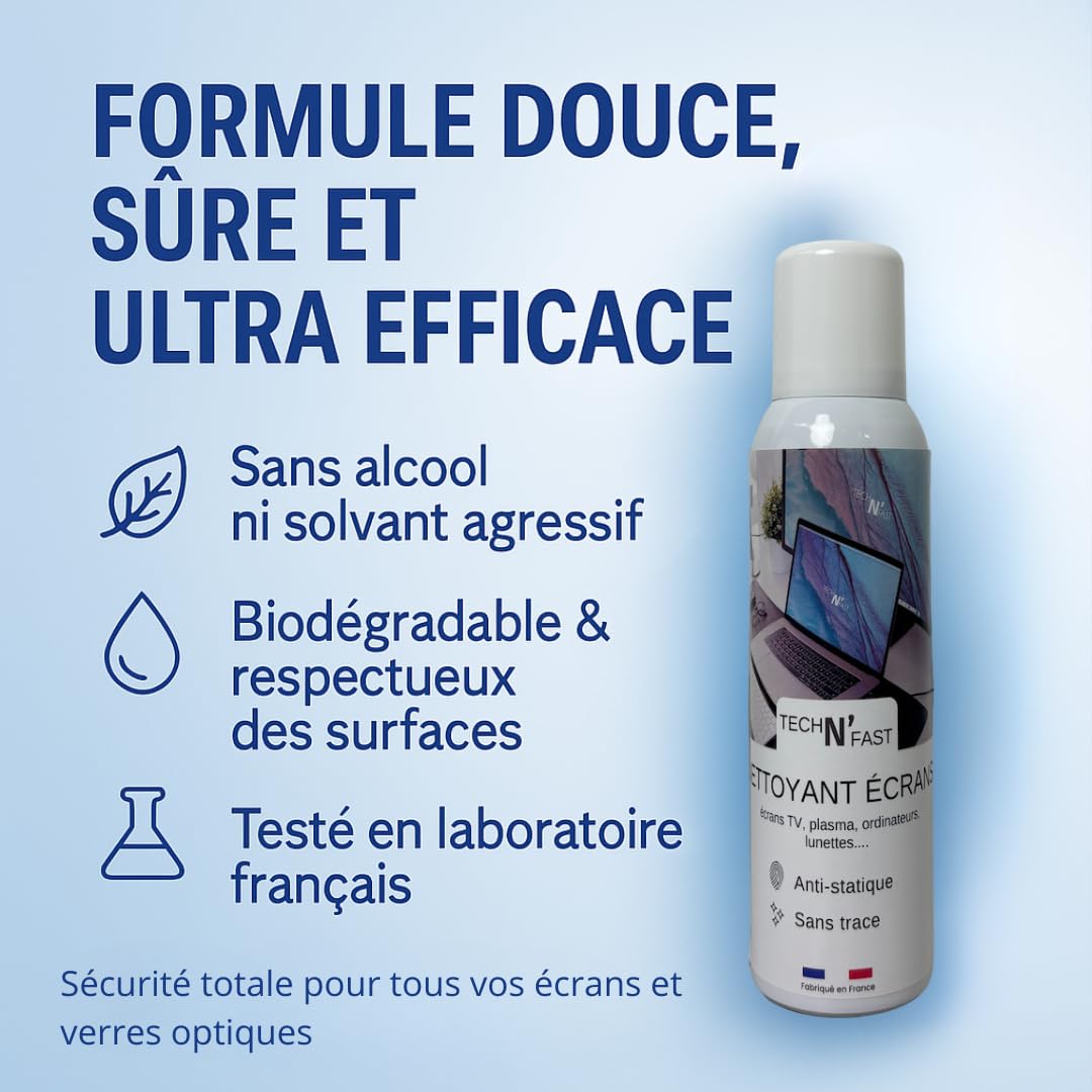 Nettoyant écrans plats et optiques