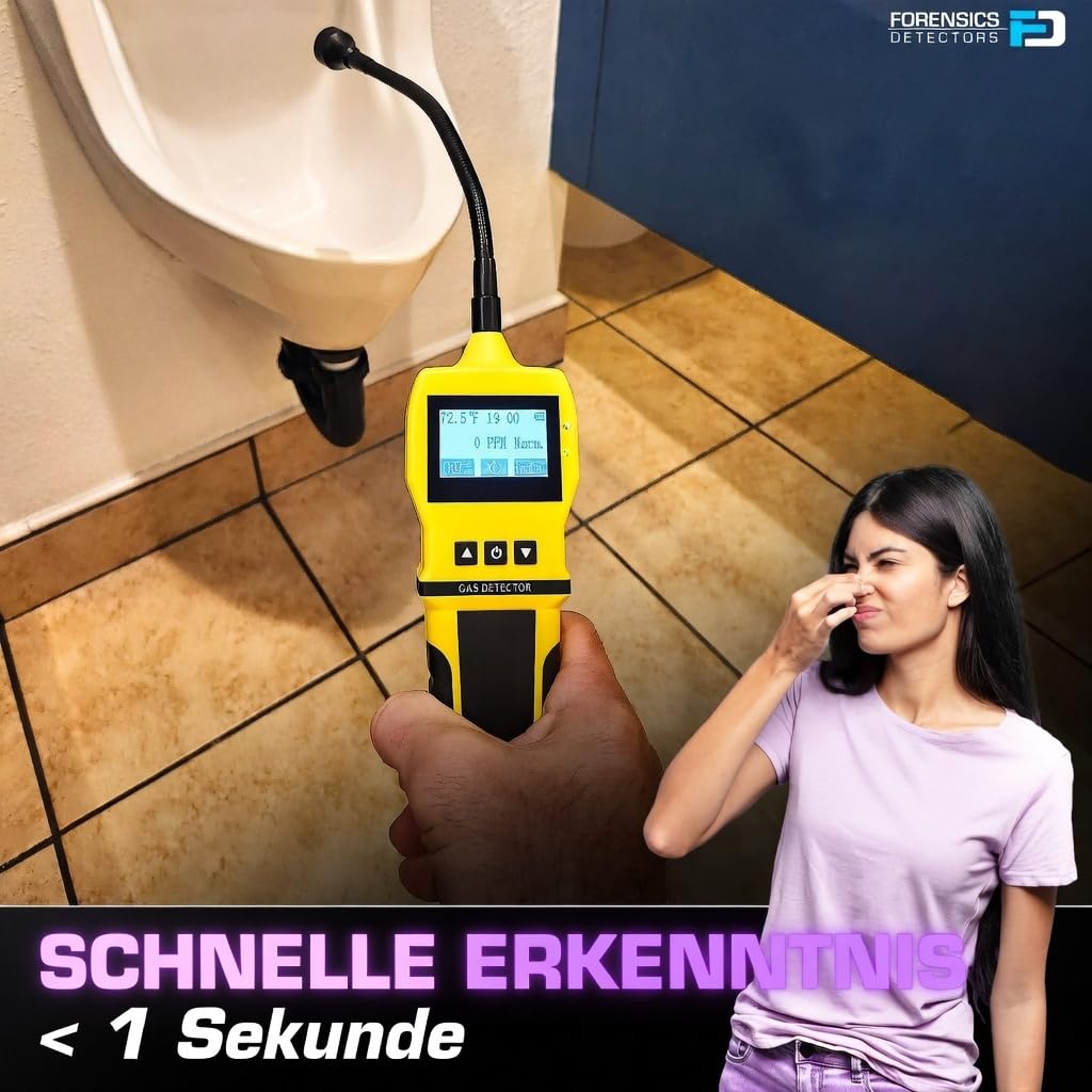 FORENSICS DETECTORS FD GASLECK | Einstellbare Alarme | 0-10,000ppm & 1 ppm Auflösung Anzeige | Wasser, Staub und Explosionsschutz | Li-Ion-Akku | Erdgas, Methan, Propan, Butan, H2, NH3 & Alkane