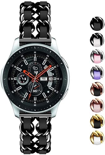 Correas compatibles con Galaxy Watch de 1.811in, correa de cadena de metal de acero inoxidable de 0.866in, repuesto para Samsung Gear S3