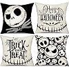 DFXSZ Halloween Pillow Covers 18x18 inch Set of 4 Halloween Decorations Skull Happy Halloween Trick or Treat Decor Holiday Pillow Case Farmhouse Decor for Home Sofa B103 DFXSZ Halloween Pillow Covers 18x18 inch Set of 4 Halloween Decorations Skull Happy Halloween Trick or Treat Decor Holiday Pillow Case Farmhouse Decor for Home Sofa B103
