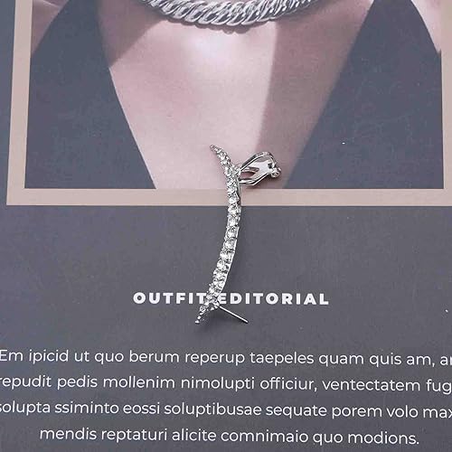 Miniatura 5 de Erimberate Aretes bohemios de barra de cristal, aretes de circonita cúbica, aretes de clip de barra pavimentada, aretes de cartílago, aretes de