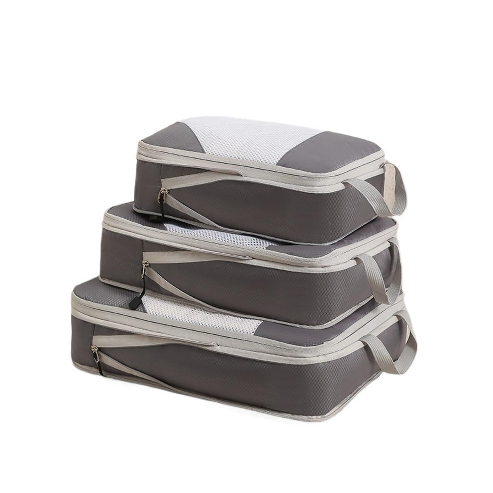 Organizer Viaggio Set da 3 pezzi, borsa viaggio con cubo di compressione, leggera, organizer for vestiti, accessori for bagagli(Grey 3-piece set)