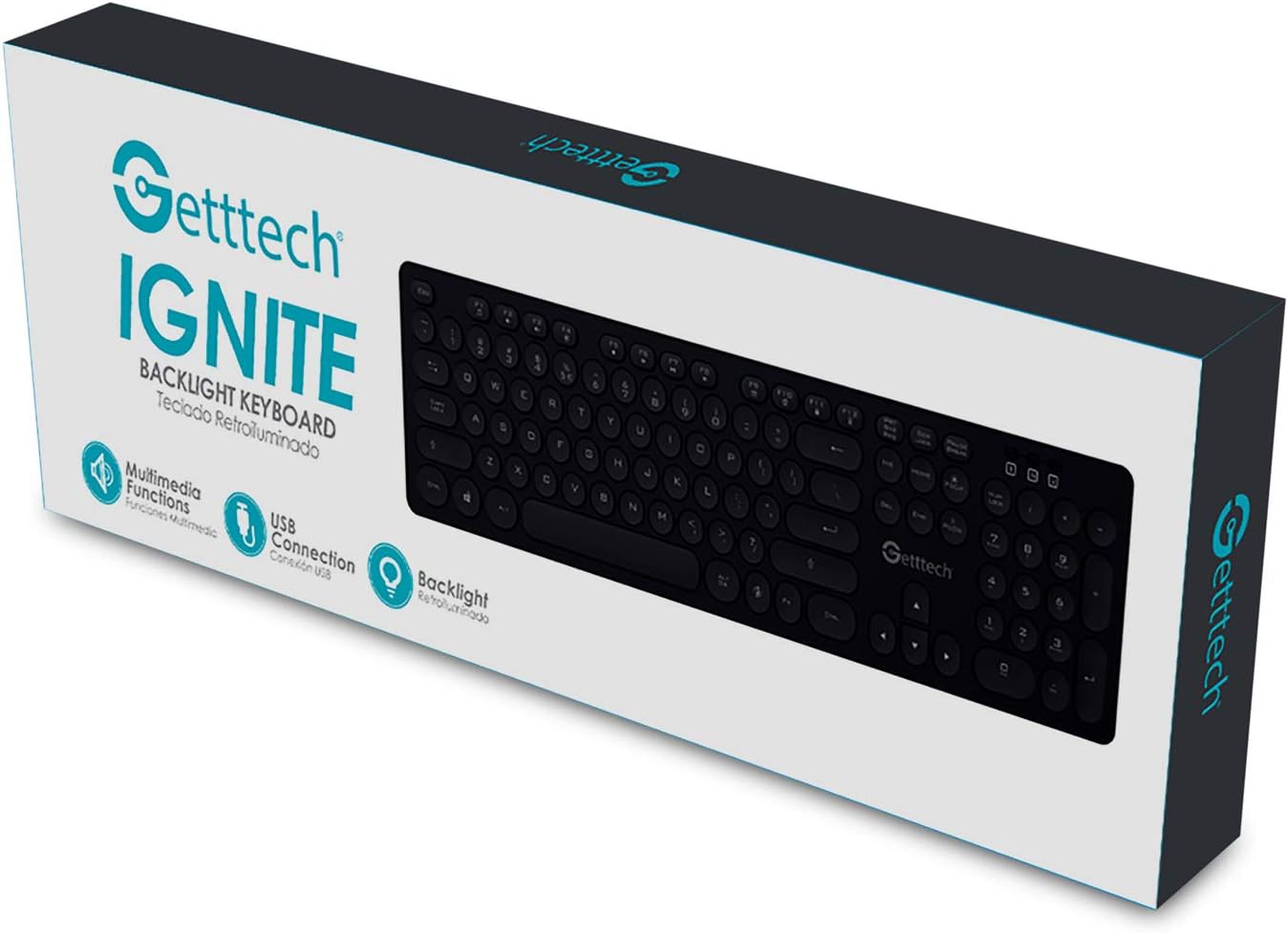 GETTTECH Backlit Keyboard Ignite, Gray - SKU: GTI-28201G