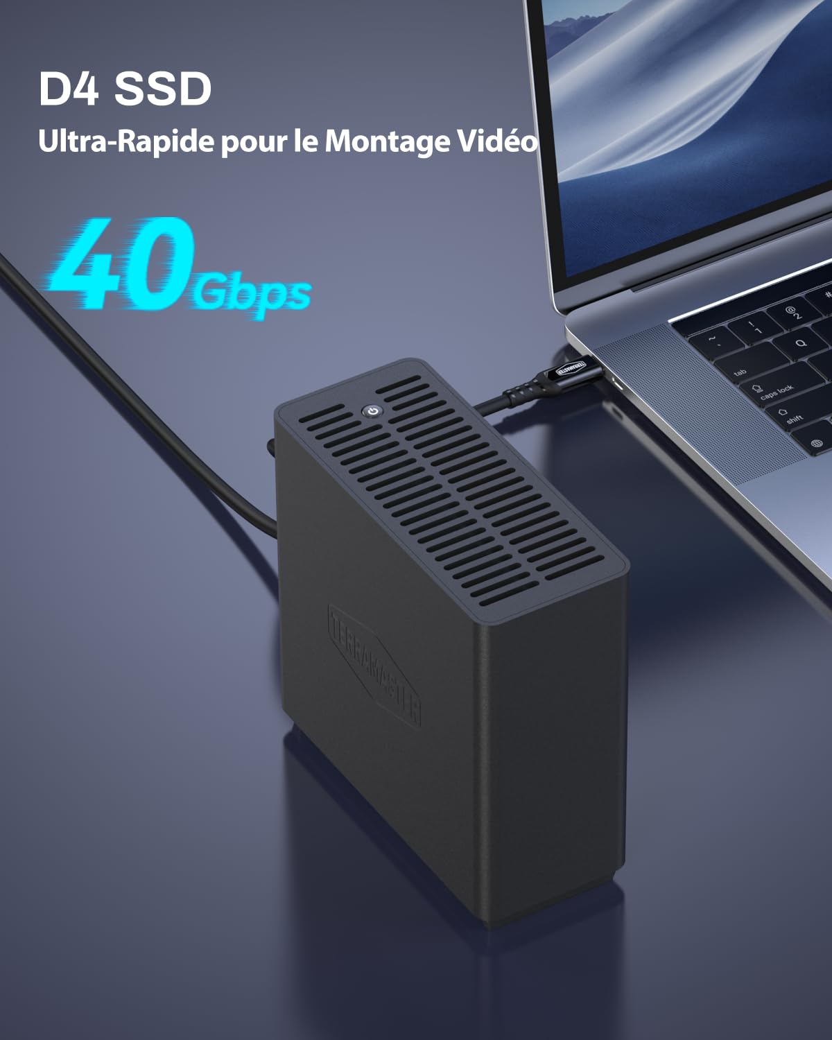 TERRAMASTER D4 SSD Boîtier 4 Baies NVMe USB-C 40 Gbit/s (sans Disque)