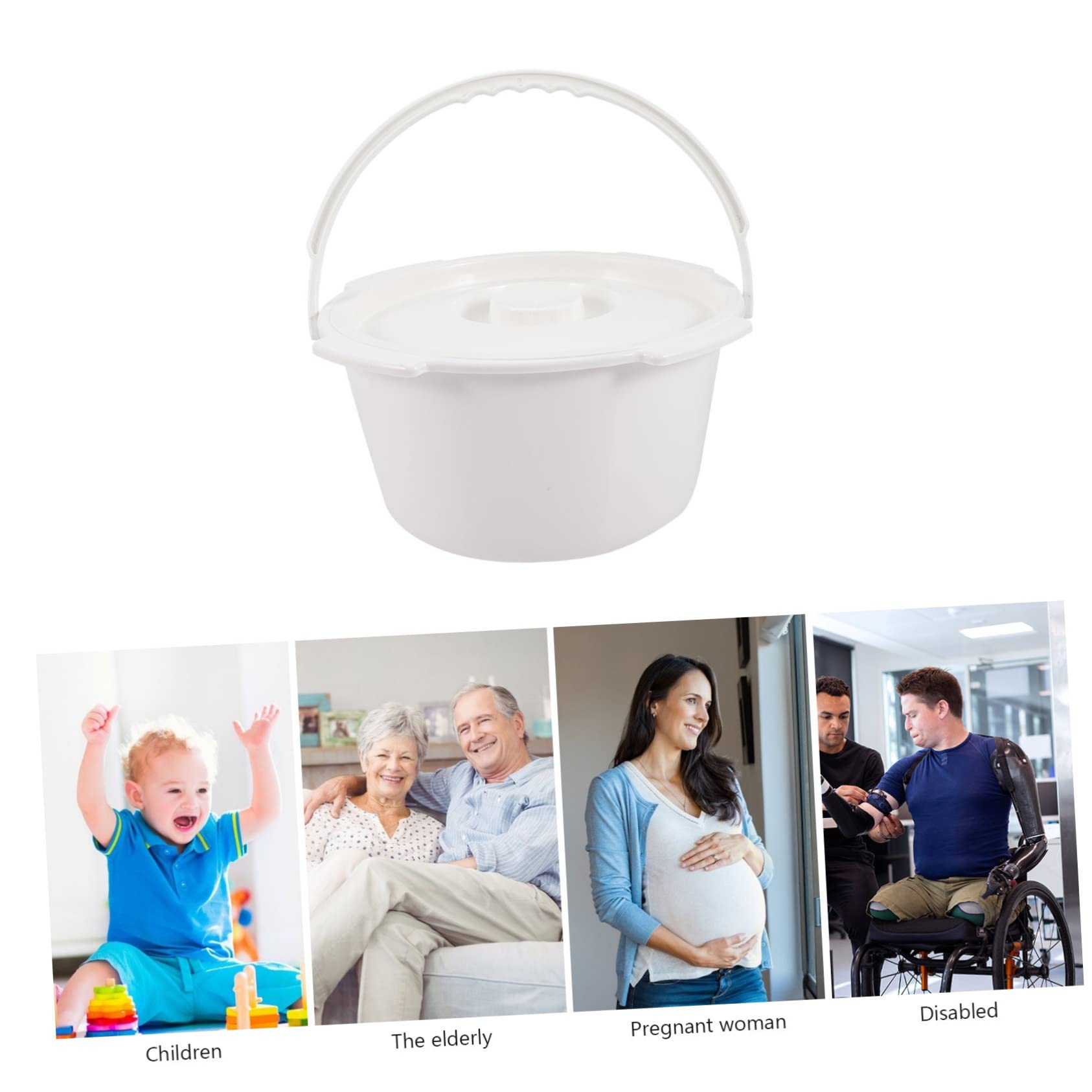Orinal con Tapa para Mayores, Cubo PP Reforzado Blanco
