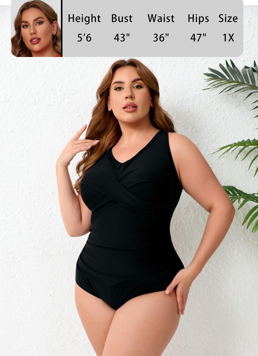 Halcurt Plus Size One Piece Swimsuit for Women Twist Front Tummy Control Full Coverage Retro Bathing Suit - Image 4