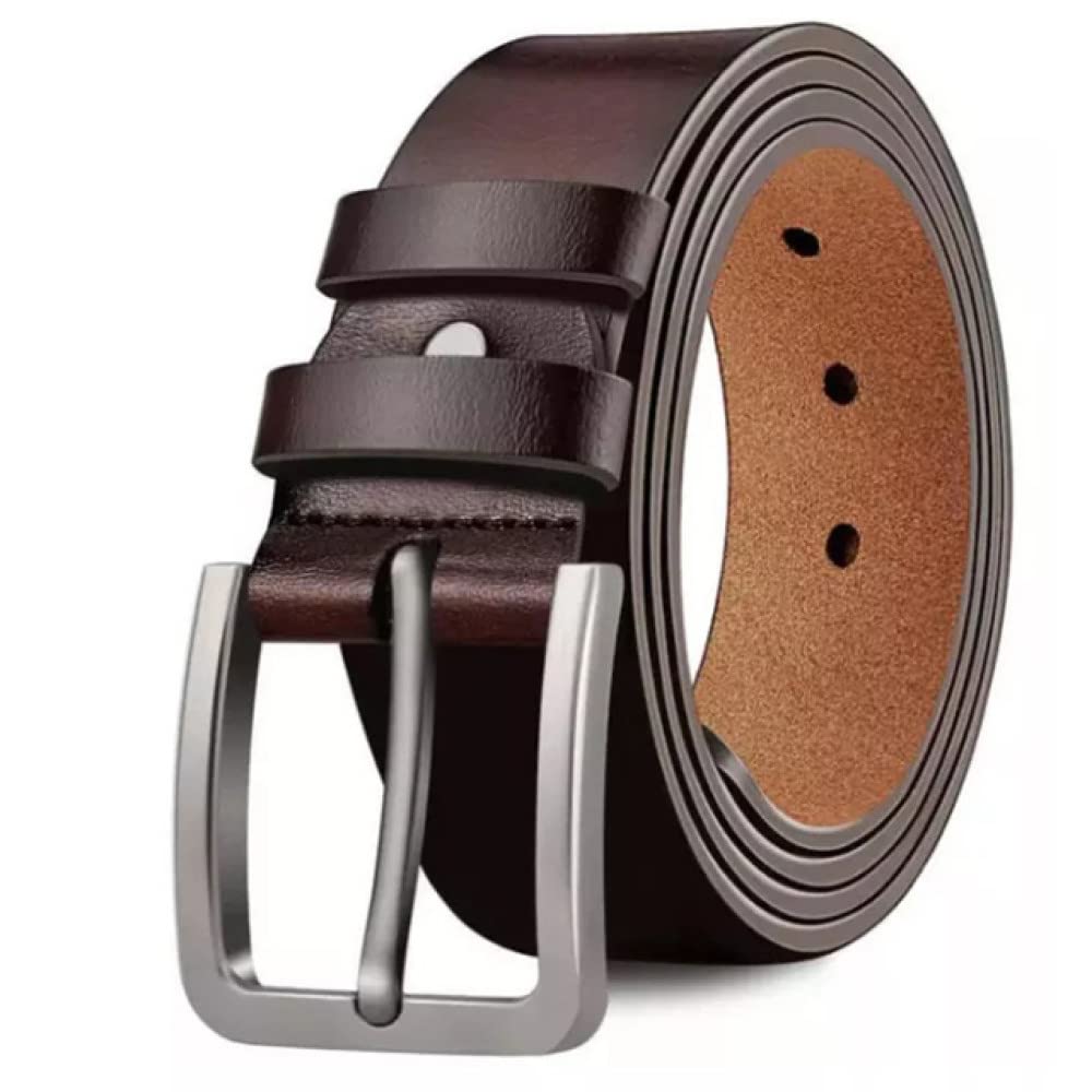 FOOOZ Leather Belt Men Luxury Vintage Metal Pin Buckle Design Belts