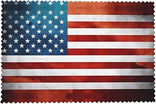 Miniatura 8 de Rectangular Placemats Set of 4, Heat Resistant Vintage American USA Flag Printed Kitchen Dining Table Mats