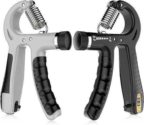 Miniatura 5 de Entrenador de fuerza de agarre, 2 piezas de ejercitador de dedos de silicona, fortalecedor de agarre de mano, resistencia ajustable de 11-132 libras