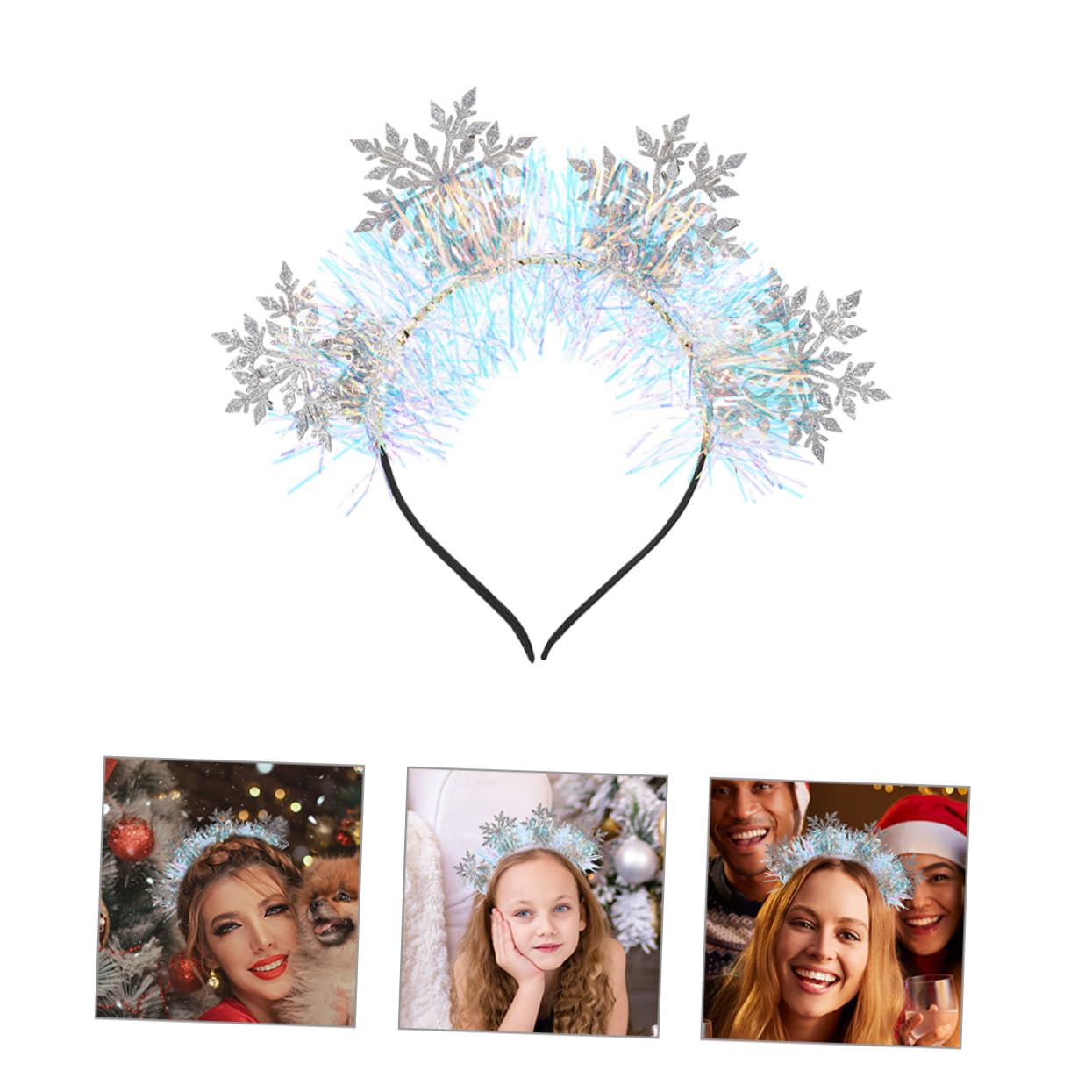 Beaupretty 3pezzi Fascia per Capelli Fiocchi di Fascia per Capelli Glitter per Feste di Natale Natalizi per Ragazza