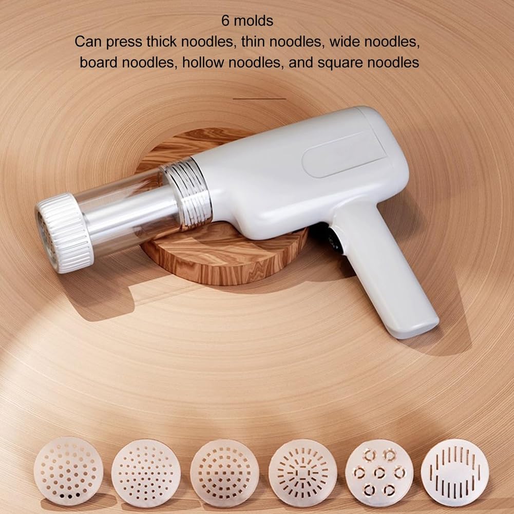 Máquina Eléctrica de Mano para Hacer Pasta, Máquina Eléctrica para Hacer Fideos, Prensa Manual de Alta Eficiencia, Máquina para Hacer Pasta con 6 Moldes para el Hogar,A
