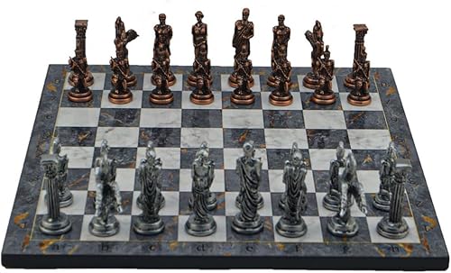 Miniatura 3 de Juego de ajedrez de metal para adultos, figuras mitológicas medianas de cobre antiguo, piezas hechas a mano y tablero de ajedrez de madera
