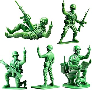 Funny Green Army Men Figures,Middle Finger Army Men,Novelty Mini Soldier Statues for Desktop Decor Military Themed Party,Army Gag Gifts (5 PCS)
