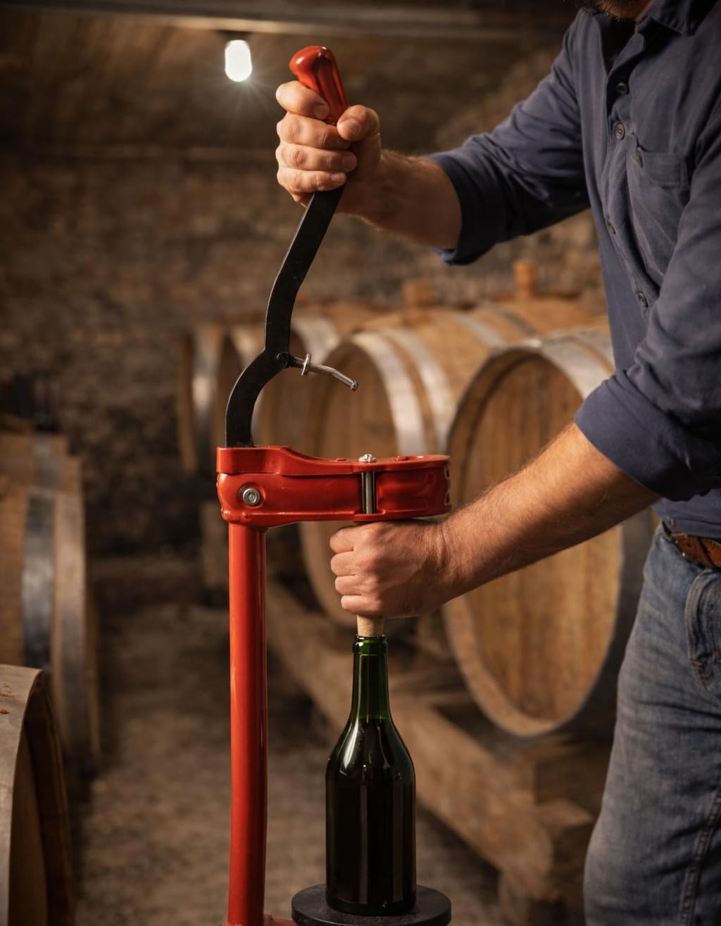 Encorchadora manual profesional de botellas de vino y champán, embotelladora o taponadora manual