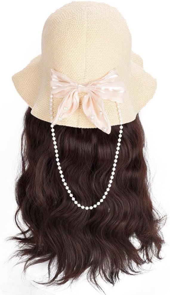 Wig Women's Wig Cap, Long Curly Wig Cap, Wavy Fashion Wig Cap, Suitable for Daily Theme Parties, Concerts, Dates Wigs Human Hair (Color : 03)