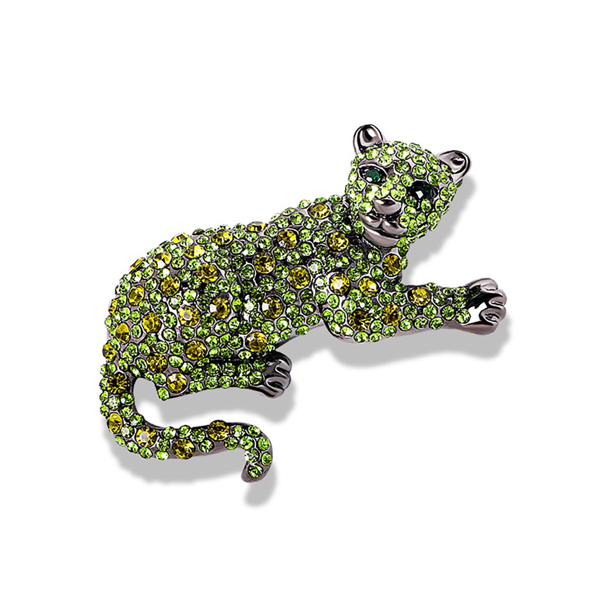 Personalized Rhinestone Leopard Brooch Pin Pink Coffee Green Black Crystal Leopard Brooch Fashion Cool Diamond Brooch Lapel Pins Cowboy Clothes Bag