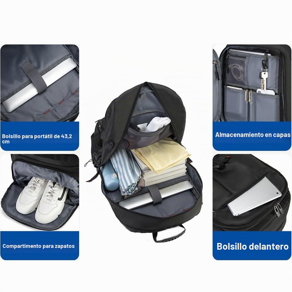 Mochila grande de viaje para hombre, 60 L, 80 L, ampliable, impermeable de 17 pulgadas, bolsa para portátil de trabajo, portátil, negocios, viajes, mochila