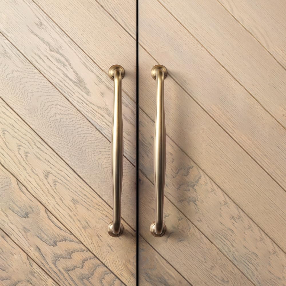 Goo-Ki 6 Pack 7 9/16'' Center to Center Modern Champagne Bronze Cabinet Pulls – Sleek Tapered Handle for Classic Furniture Contemporary Kitchen Drawer Hardware