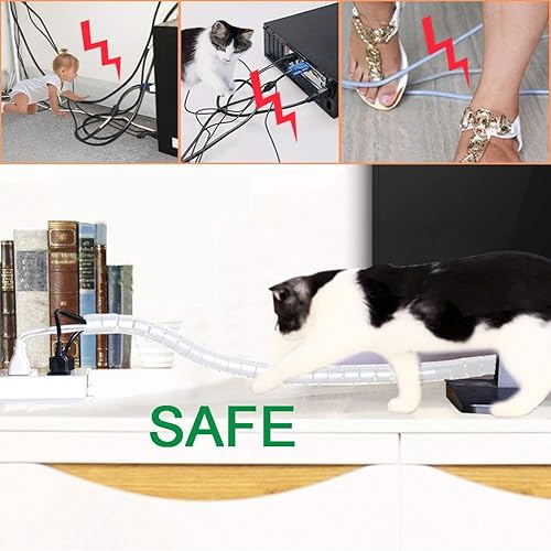 Miniatura 7 de Tubos de manga de gestión de cables blancos, protectores organizadores de cables de alimentación para mascotas, 2 unidades de paquetes de cables