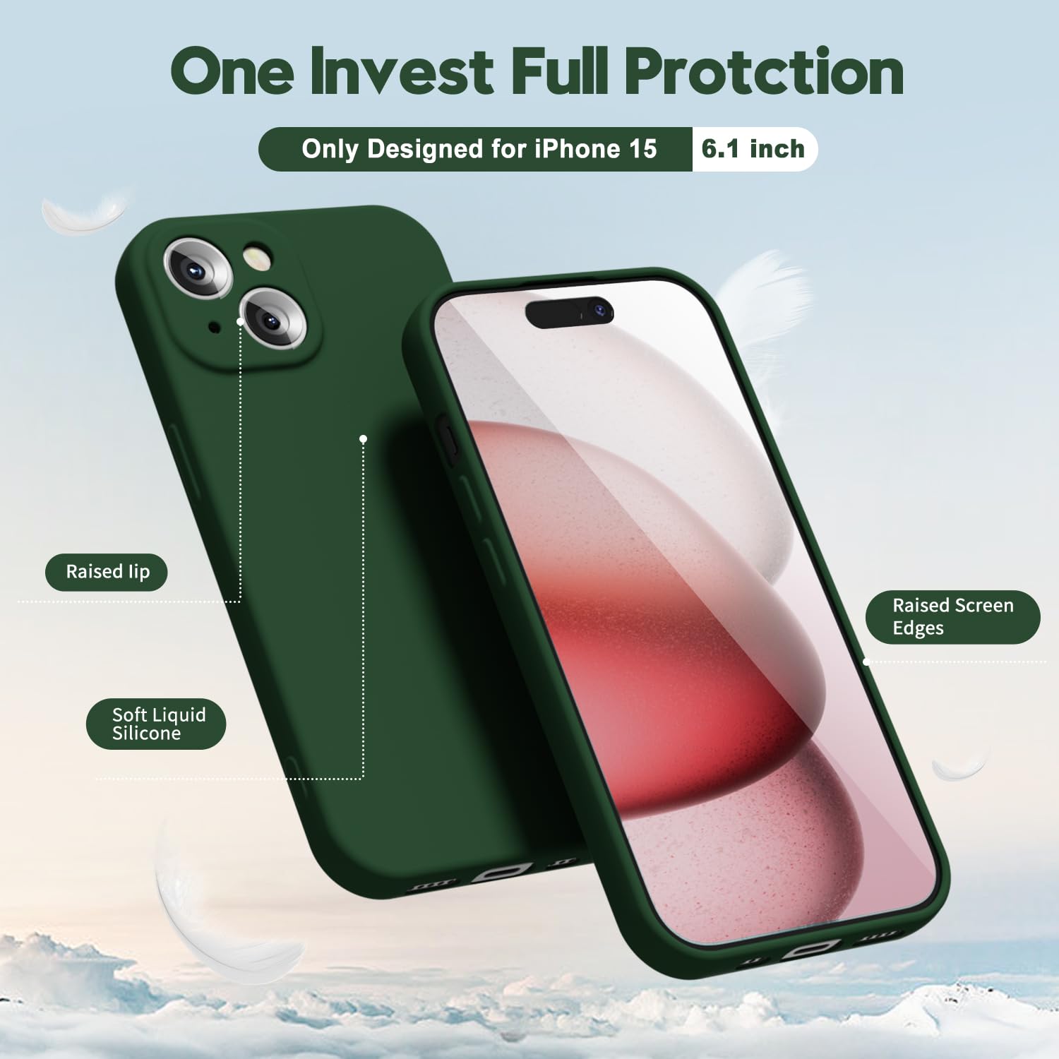 oakxco for iPhone 17 Pro Max Phone Case Liquid Silicone, Cute Thin Slim Grip Soft Rubber Gel for Women Men, Smooth Matte TPU Plain Solid Color Girly Simple Case with Camera Cover, Light Pink — view 1836