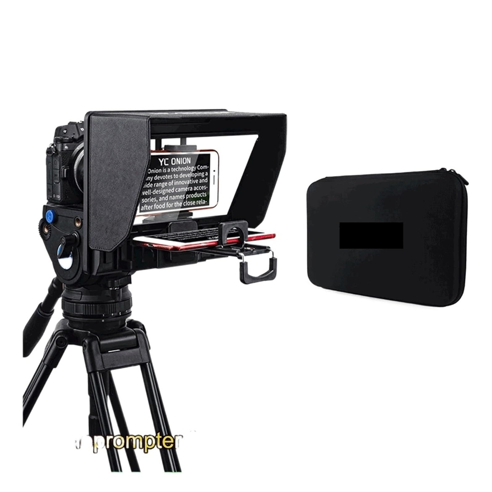 Teleprompter, Teleprompter for Tablet Smartphone Kamera Tragbares Teleprompter Kit mit Fernbedienung & Objektivadapterringe Ultraweitwinkel, Online-Lehre Live-Streaming